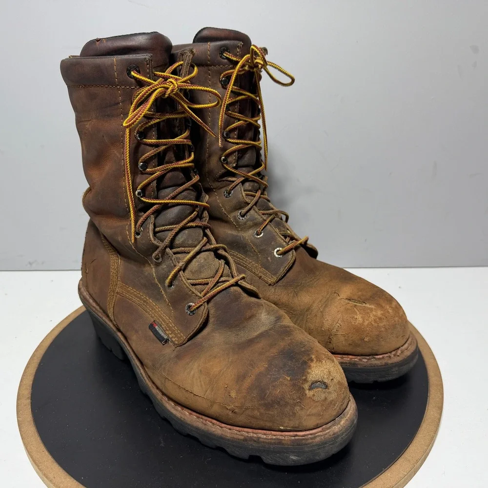 Red Wing Shoes 4420 Men 11.5 D Steel‎ Toe Work Boots Brown Leather Vibram